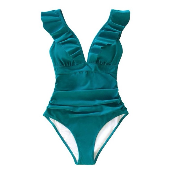 🌻 NWT Cupshe Ruffled Lace up One Piece Swimsuit - Picture 4 of 4